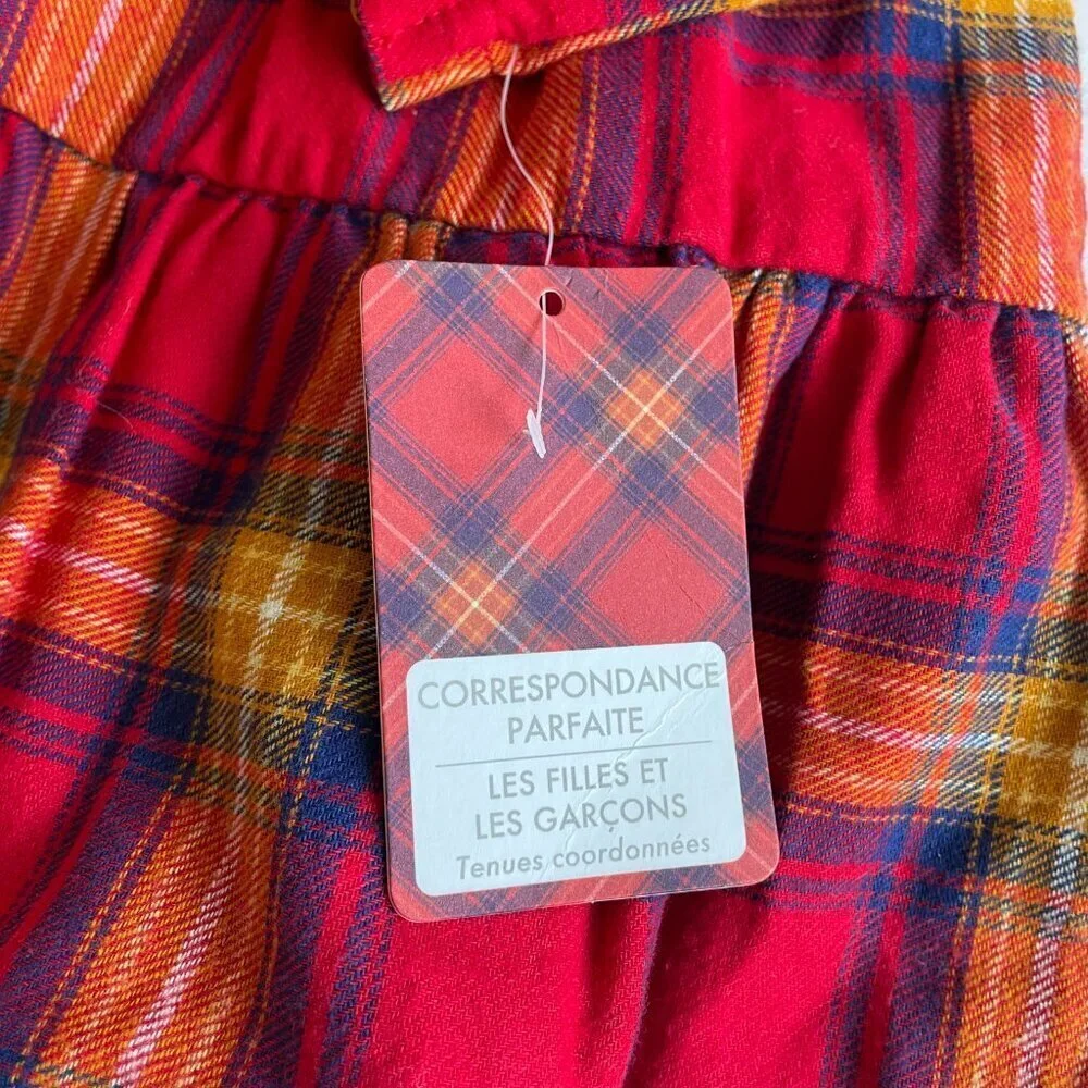 NEW Tahari Baby Girl Fall Apple Plaid Peter Pan Collar Dress - Size 12 Months